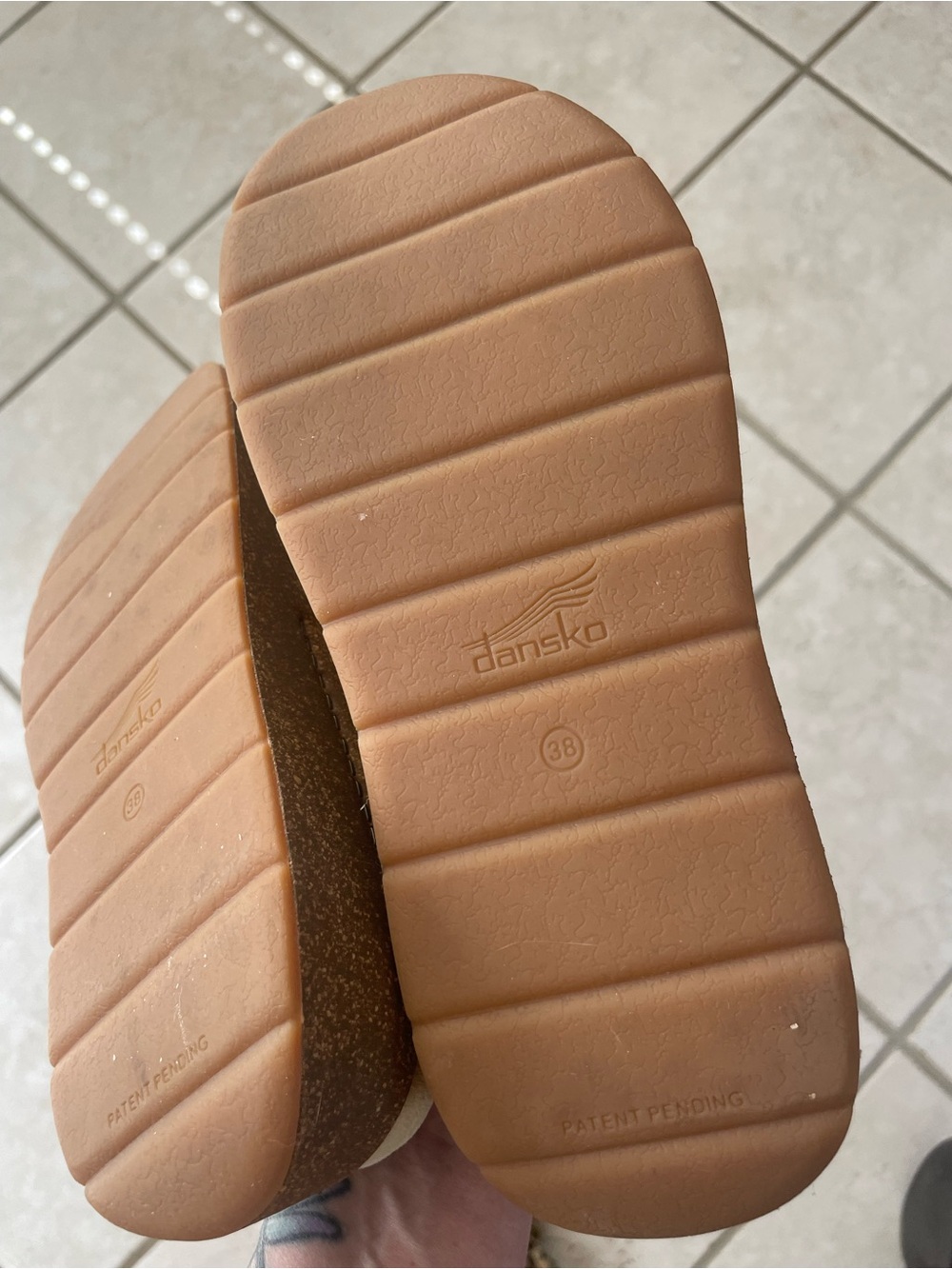 Dansko Tan Leather Crisscross Slip-On platform Mules - Picture 6 of 6